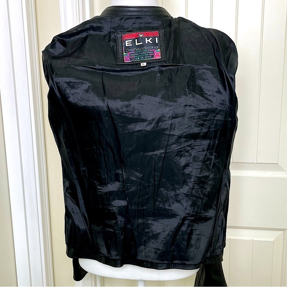 ELKI Women’s Latin Designer Embroidered Black Leather Jacket Sz M Hispanic Artsy - Picture 10 of 16